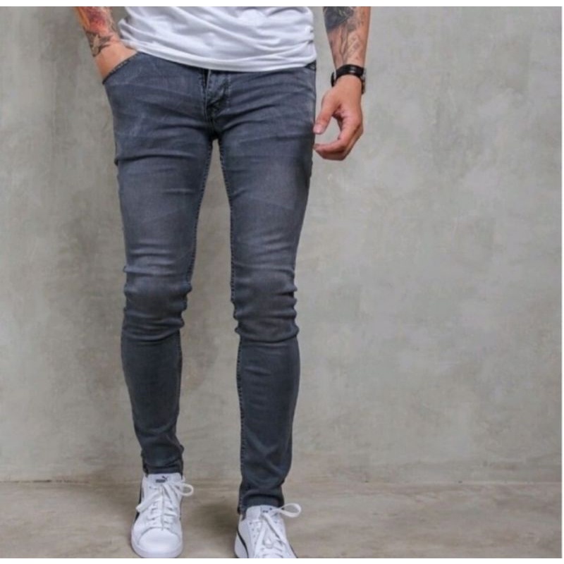 CELANA JEANS PANJANG FULL BLACK PENSIL PRIA / CELANA JEANS HITAM PULL&amp;BEAR ORIGINAL / CELANA SKINNY HITAM PRIA