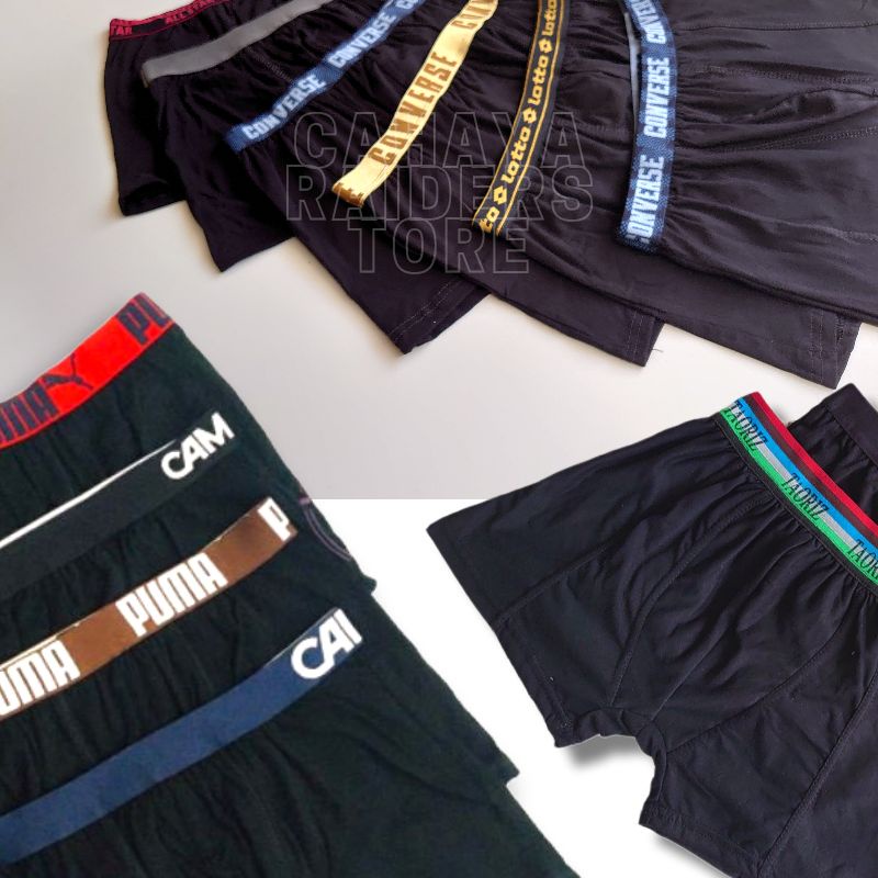 Craider - Celana Dalam Pria Boxer 6 pcs full Hitam katun