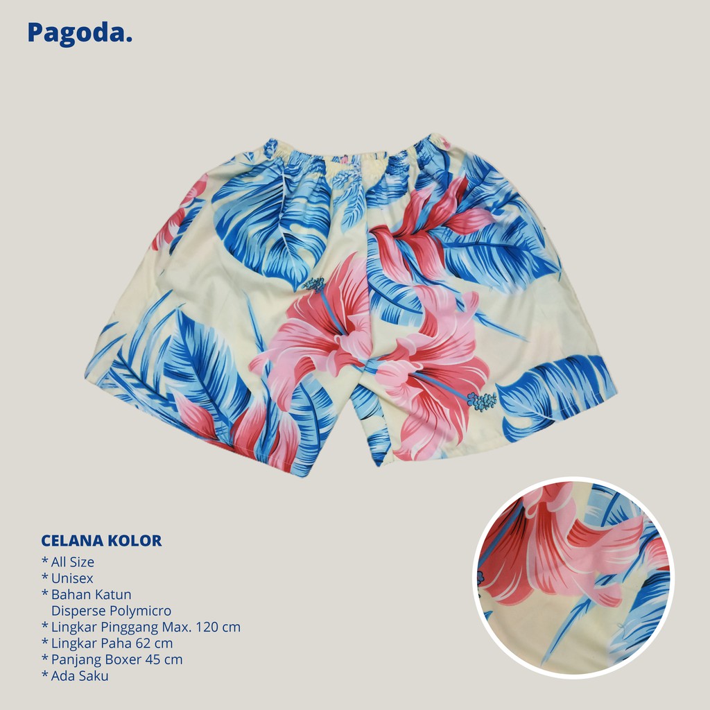 GROSIR CELANA KOLOR BOXER PRIA WANITA FLORAL WHITE LANGSUNG PABRIK