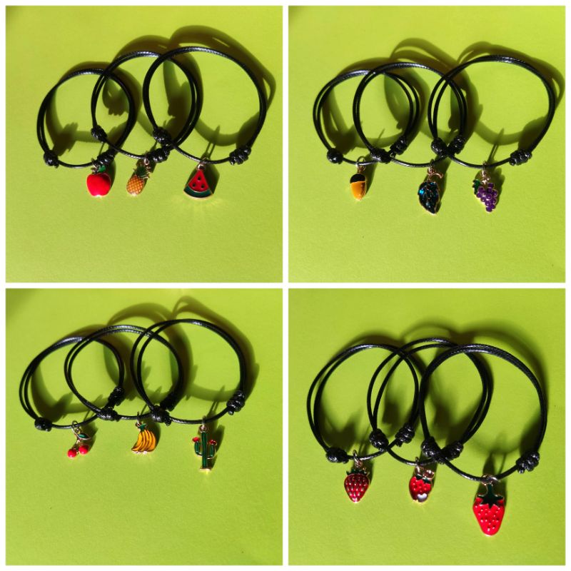 gelang buah lucu / gelang tali lucu motif buah buahan  / gelang tali imut model buah