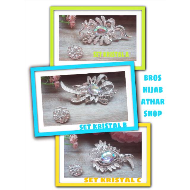 [BONUS BROS KECIL] Bross bunga Kristal Zircon Mewah Brooch Import Peniti Jilbab Bros Hijab