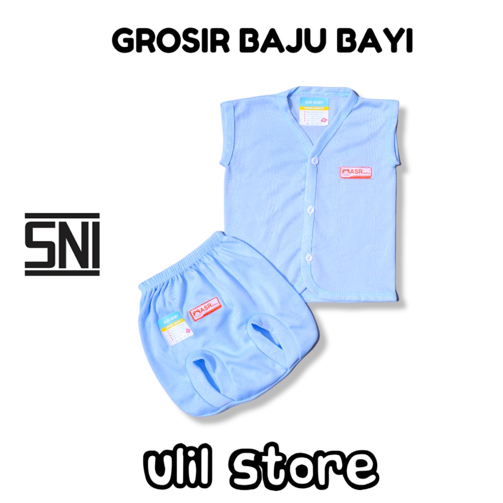 6PC (3 Stel) Grosir Baju Bayi Kutung Newborn Arista Baby Polos Usia 0-4 Bulan-4