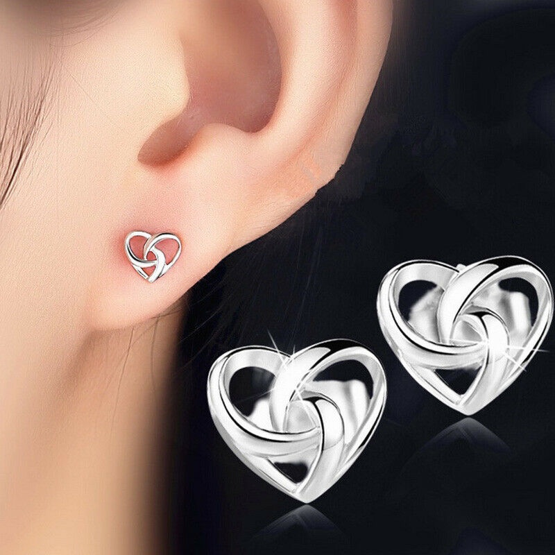 Anting Tusuk sterling silver 925 Desain Bunga Hati mini Hias zircon Mutiara Untuk Wanita