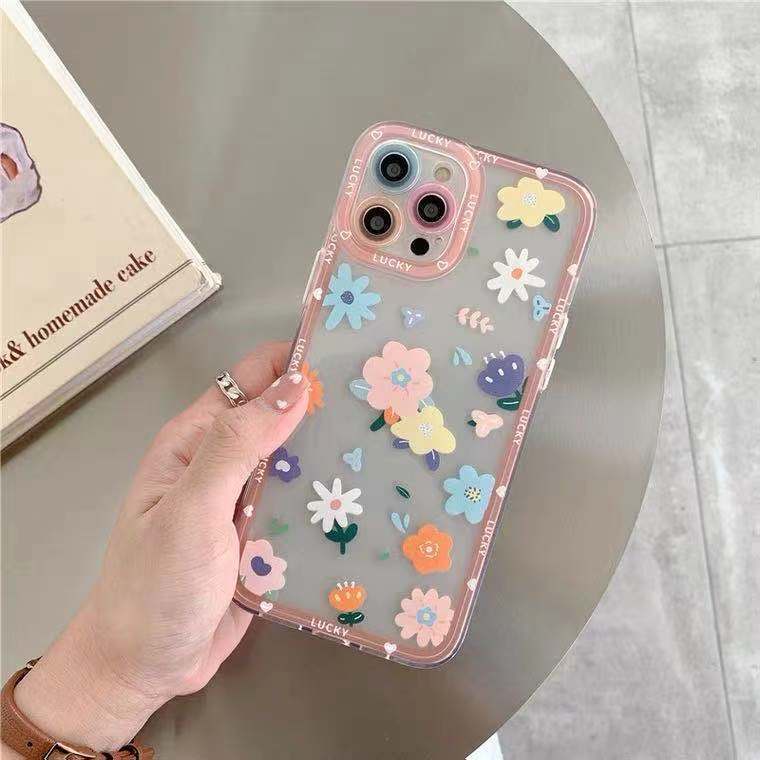 Soft Case TPU Transparan Motif Bunga Untuk Iphone 14 13 12 11 Pro mini 8 7 6 6s Plus X XS Max XR