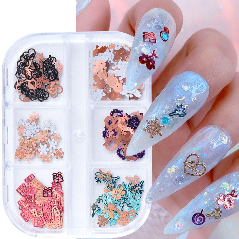 Chooky Serpihan Payet Glitter Bentuk Campur 6 Sekat Untuk Dekorasi Nail Art