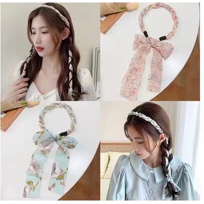 Bando Tali mutiara Korea Bandana Korea Wanita / Headband Tali Ikat Pita Motif Bunga Mutiara