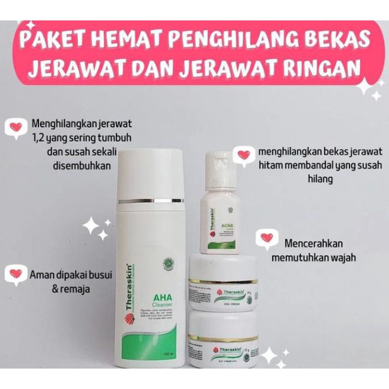PAKET HEMAT PENGHILANG BEKAS JERAWAT & JERAWAT RINGAN THERASKIN