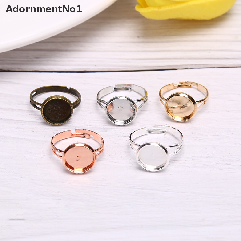 (AdornmentNo1) 10pcs Cincin Cabochon Kosong Adjustable Untuk Membuat Perhiasan DIY