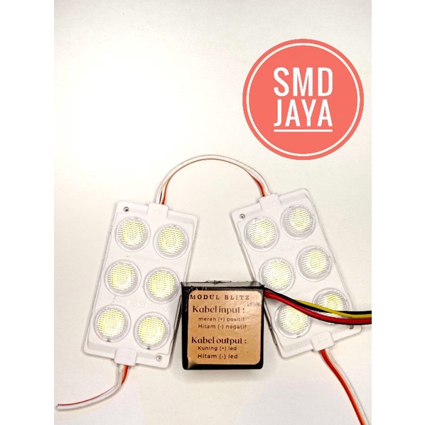 MODUL LAMPU LED KILAT /BLITZ PESAWAT +2 LED 6 MATA KOTAK 12/24VOLT