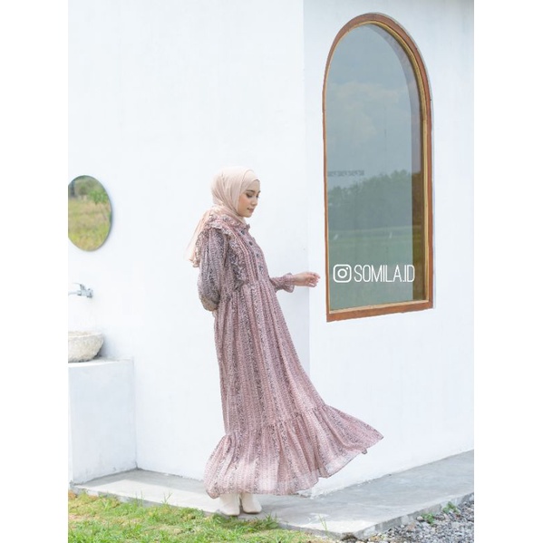 [SOMILA.ID] Etnic Maxi Dress Korea Vintage Outfit Kekinian Chic Shabby