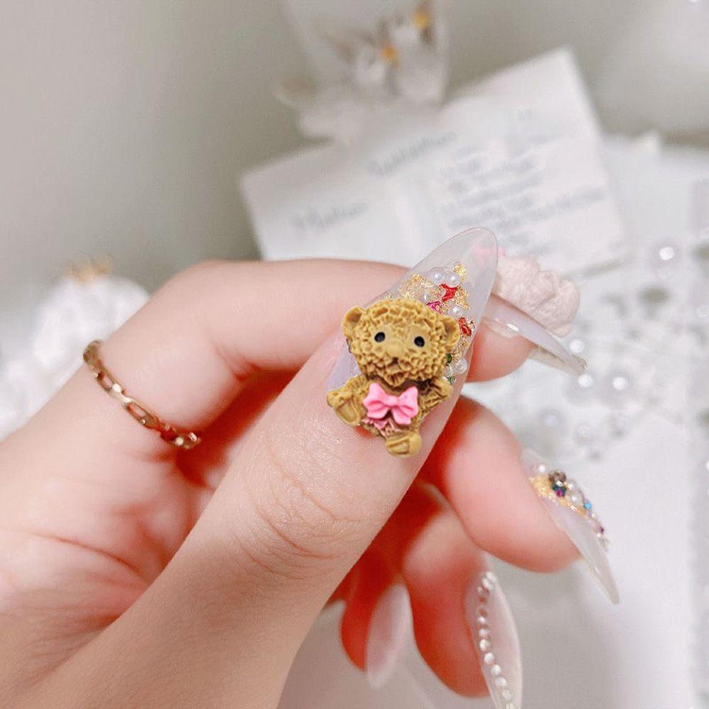 MXBEAUTY Kartun Pesona Kuku Bintang Embun Kawaii 10pcs Wanita DIY Kerajinan Kulori Beruang Bunga Bunny Manicure Aksesoris