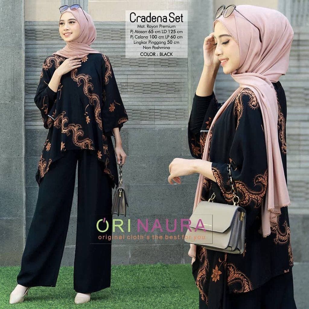 Cradena Set Jumbo - One Set Jumbo Waka Waka Setelan Wanita Rayon Premium  Set Celana Panjang Tie Dye Kekinian LD 125 cm