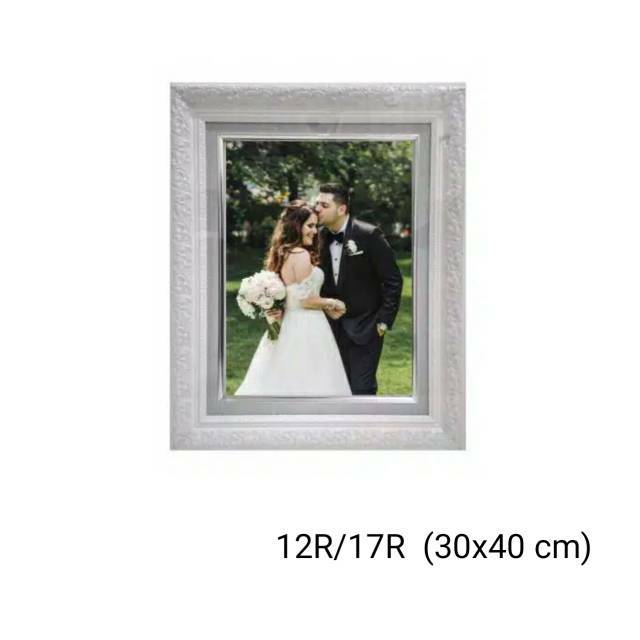 Bingkai Foto 12R/17R, Frame Foto 12R/17R (30x40), Murah Mewah Elegan Putih Ukir