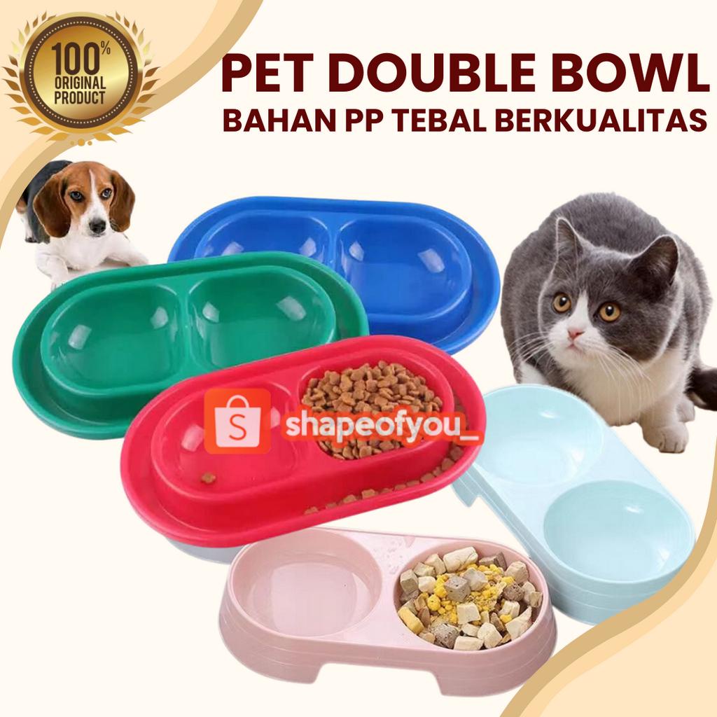 Mangkuk Makan Ganda 2 in 1 Kucing Anjing Anti Licin Anti Semut Tempat Makanan Minum Kucing Anjing Double Bowl