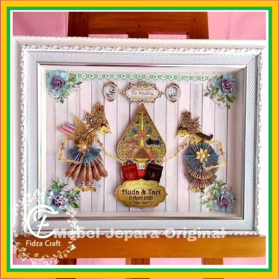 MAHAR WAYANG FIGURA FRAME PUTIH / Kado Seserahan Pernikahan