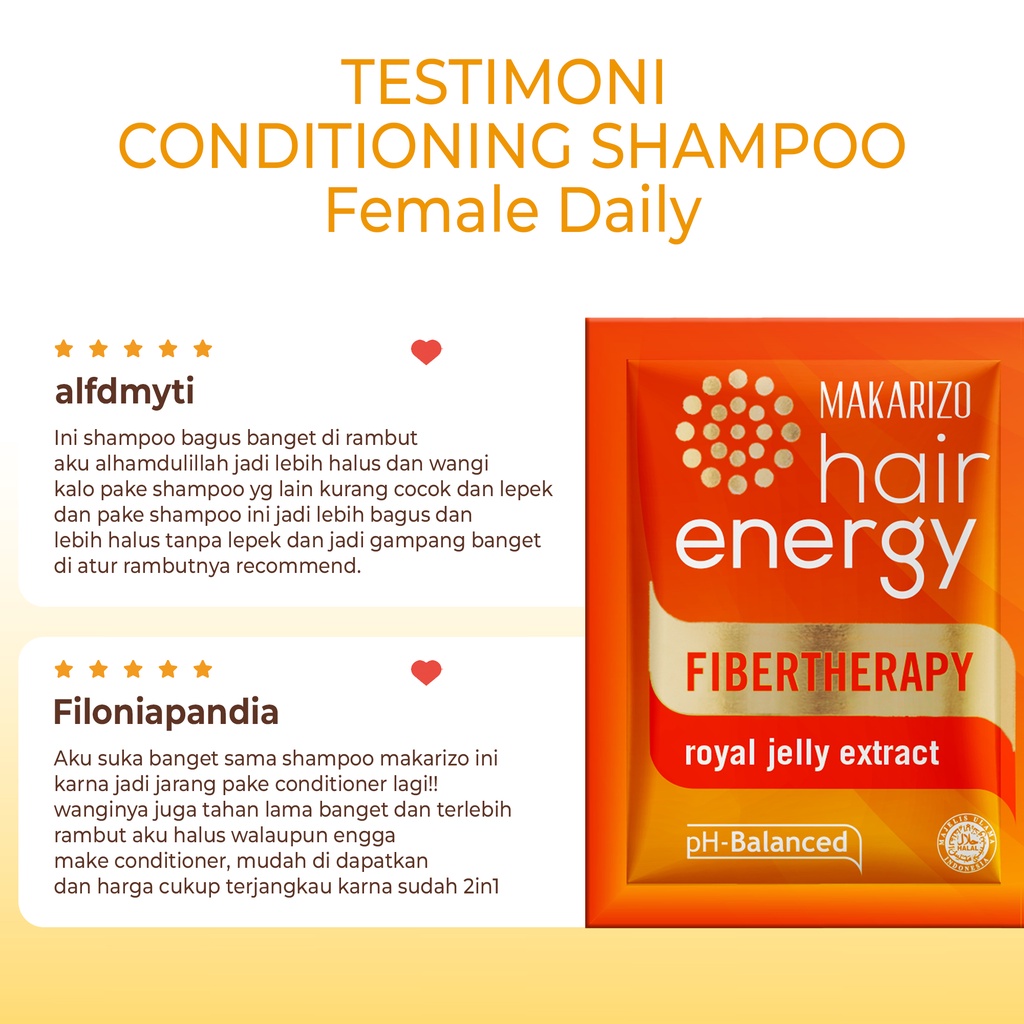 Makarizo Hair Energy Fibertherapy  Conditioning Shampoo Royal Jelly 10 mLx12 / Shampo Kondisioner-5