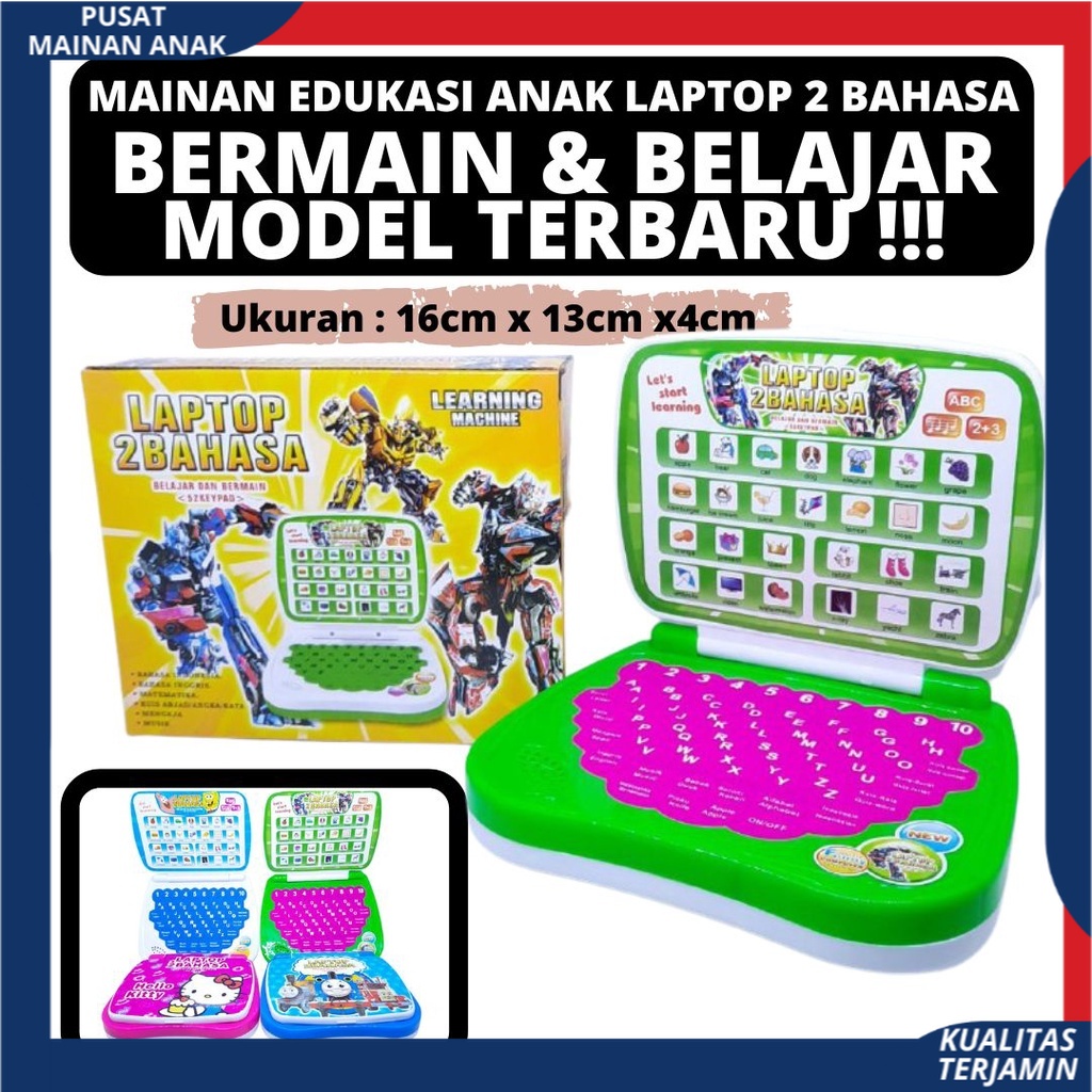 Mainan Laptop anak 2 bahasa mainan edukasi anak Belajar Dan Bermain Bahan Berkualitas Murah SNI