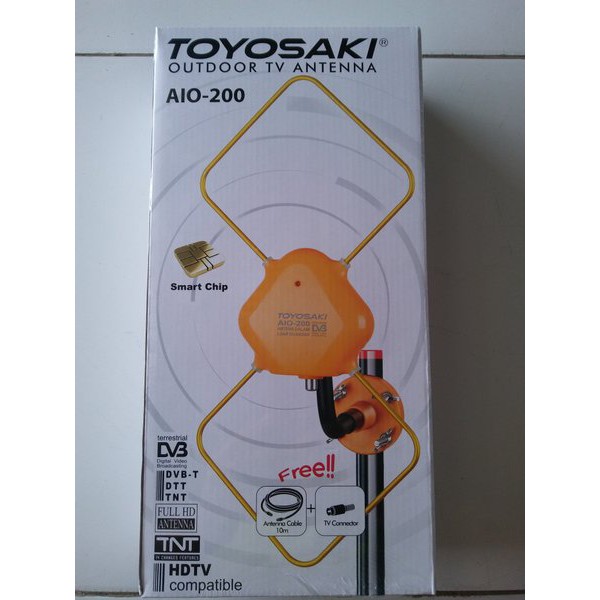 Antena TV Toyosaki Aio 200 + KABEL 10 M INDOOR / OUTDOOR LUAR DALAM ORIGINAL NEW