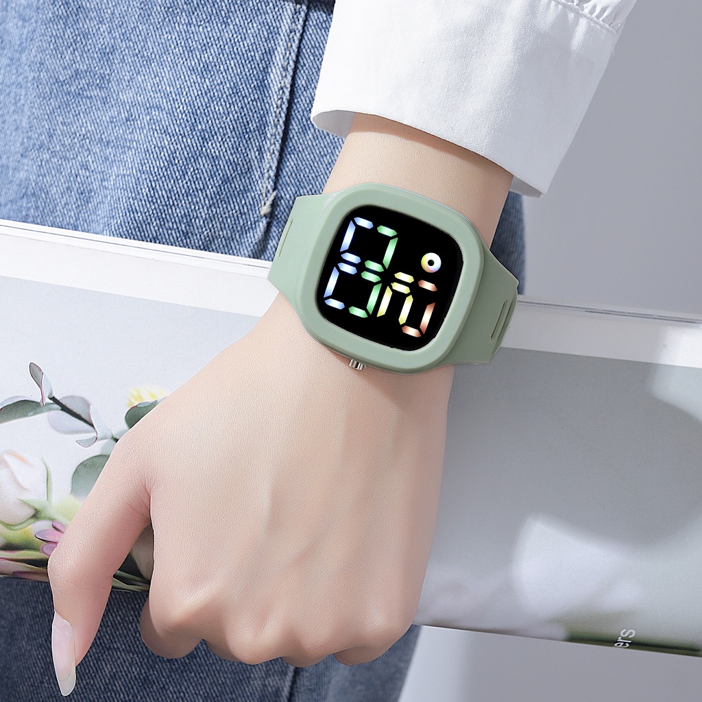 COD✅ Jam Tangan Digital Wanita Pria Tahan Air Fashion Watch LED Tampilan Layar Besar Dengan Font Warna-warni Harga Grosir   S1185