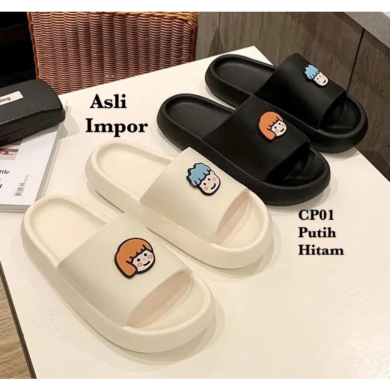 SANDAL RUMAH OUTDOOR KARET WANITA PRIA COUPLE PASANGAN KEREN UNIK IMPORT CP01