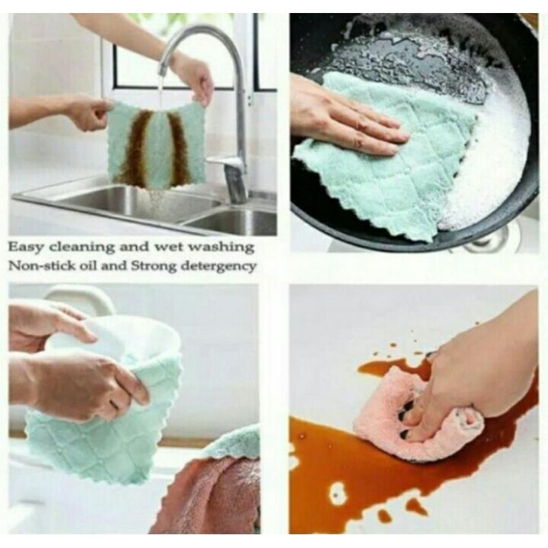 Kain Serbet Lap Piring Kain Lap Microfiber Hand Towel Serbaguna