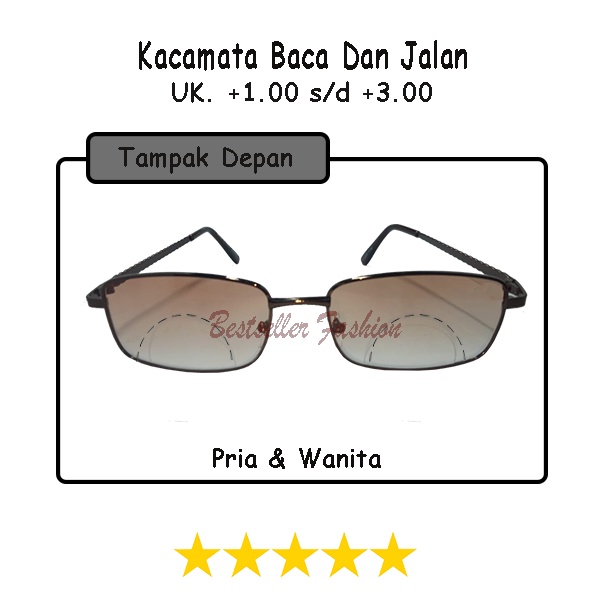 KACAMATA PLUS BACA DAN JALAN (+) UK. +1.00 S/D +3.00 LENSA DOUBEL FOKUS RABUN DEKAT PRIA DAN WANITA COKLAT NOCASE