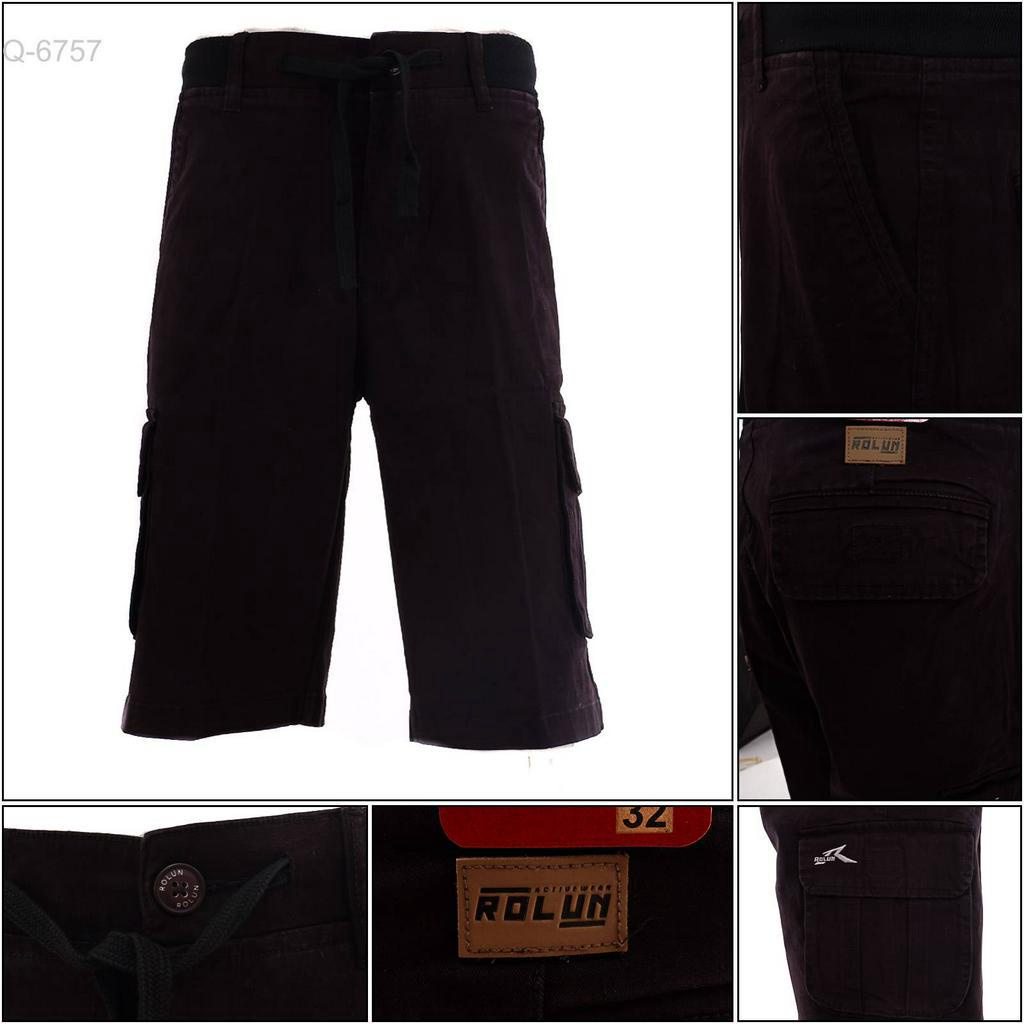 [Q6757] Celana Pendek Cowok Rib Kolor Cargo Rolun 33-36