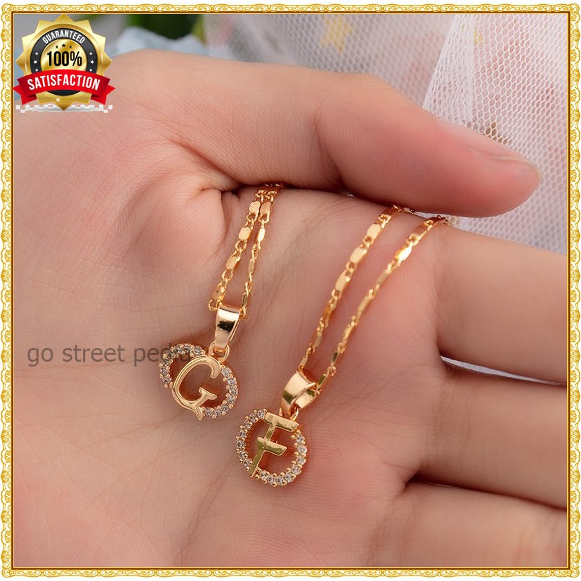 KALUNG MEWAH HURUF A SAMPAI Z KALUNG LAPIS EMAS KALUNG TITANIUM GOLD AKSESORIS KALUNG EMAS HURUF