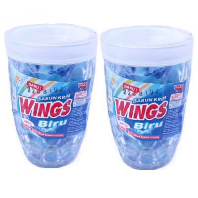 SABUN WINGS BIRU KEMASAN GELAS 13GR / SABUN CUCI / SABUN PENGHILANG NODA