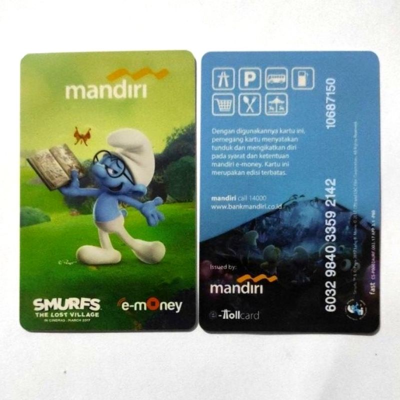 Mandiri eMONEY SMURF THE LOST VILLAGE ORI /Like eTOLL Tapcash Flazz or Brizzi