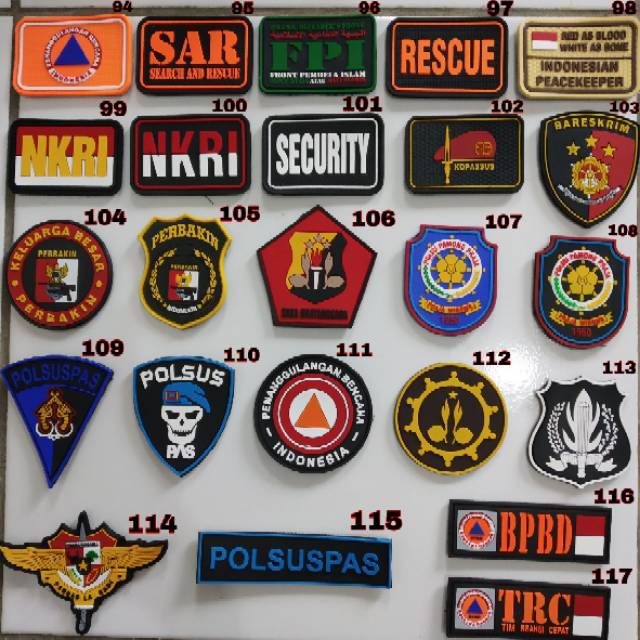 Pacth luber tempelan velcro / topi baju jaket celana kemeja kaos army