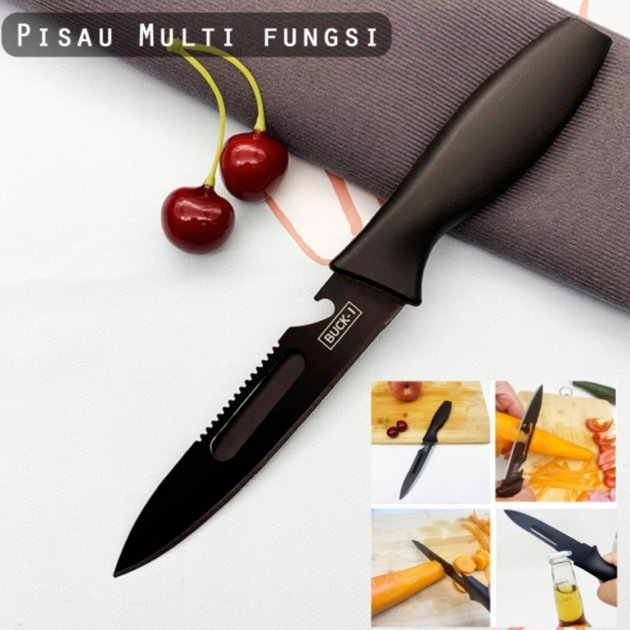 PISAU DAPUR MEMOTONG PENGUPAS DAGING/SAYURAN/BUAH WARNA HITAM MARBLE KNIFE SATUAN SHENAR