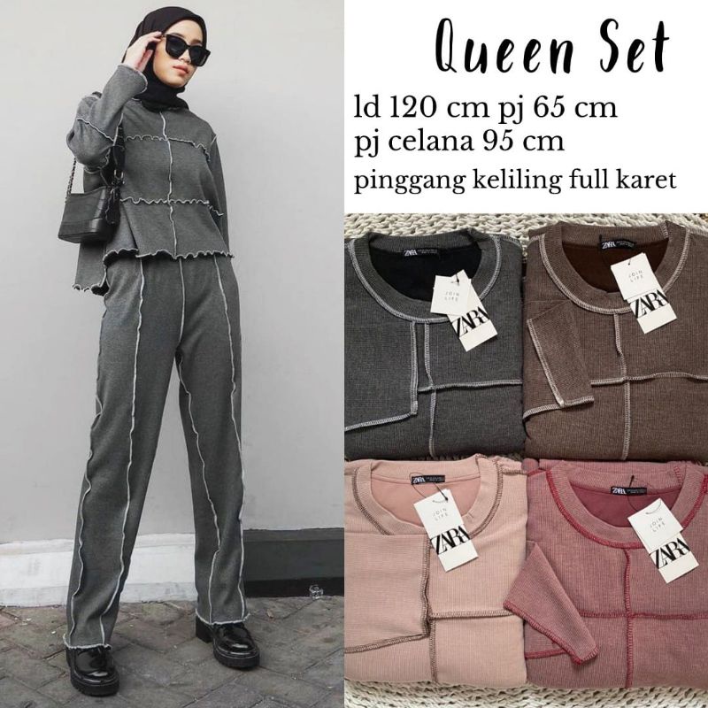 ONE SET ZARA,SETELAN RAJUT IMPORT