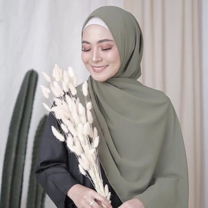 Hijab Instant Diamond Pashmina Tali Panjang Tepi Jahit-Dark Seawood