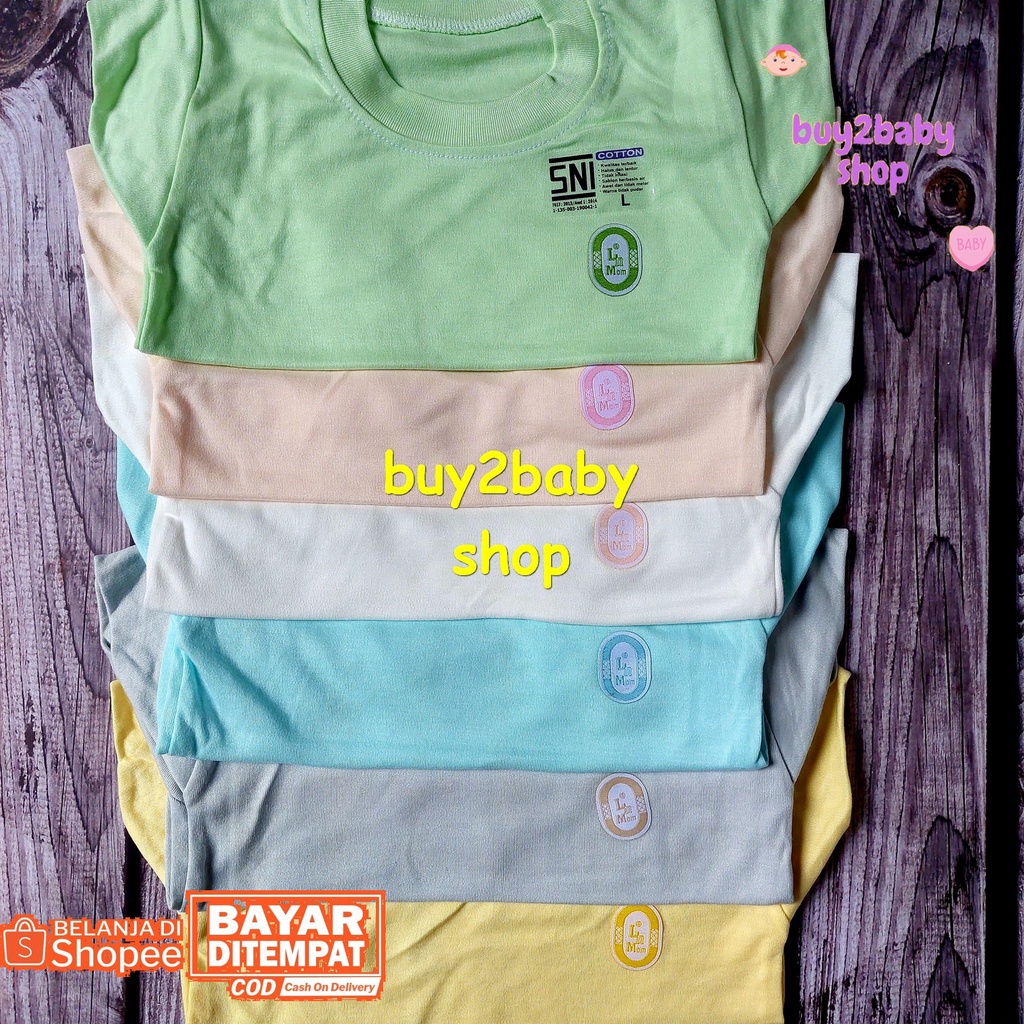 Kaos Oblong Bayi L N Mom polos usia 6-24 Bulan isi 6 PCS