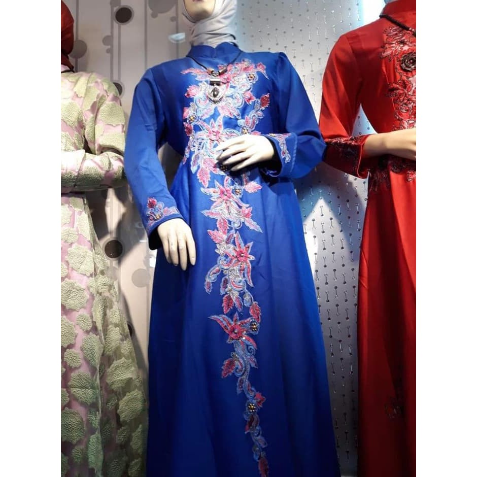 New terbaik Gamis Bordir Tempel buruan