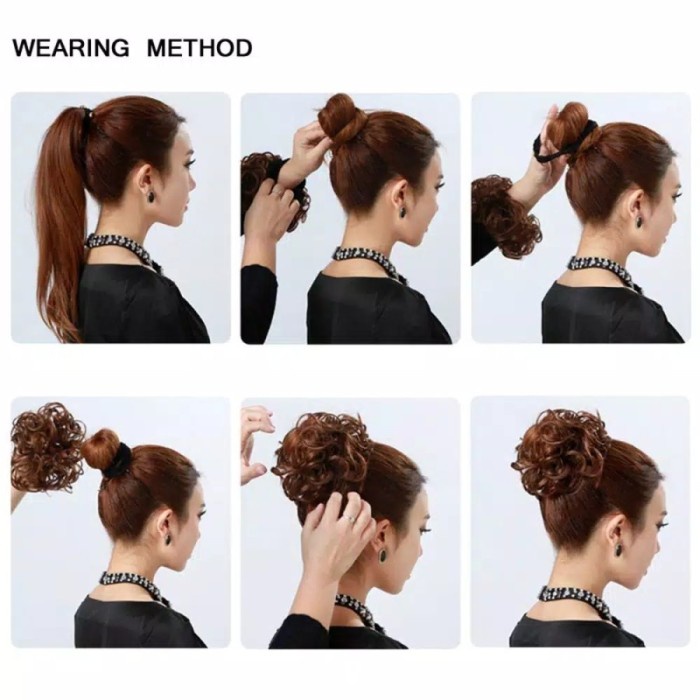 BAROKAH GAMIS Full Bun Curly / Karet ikat rambut palsu wig cepol konde
