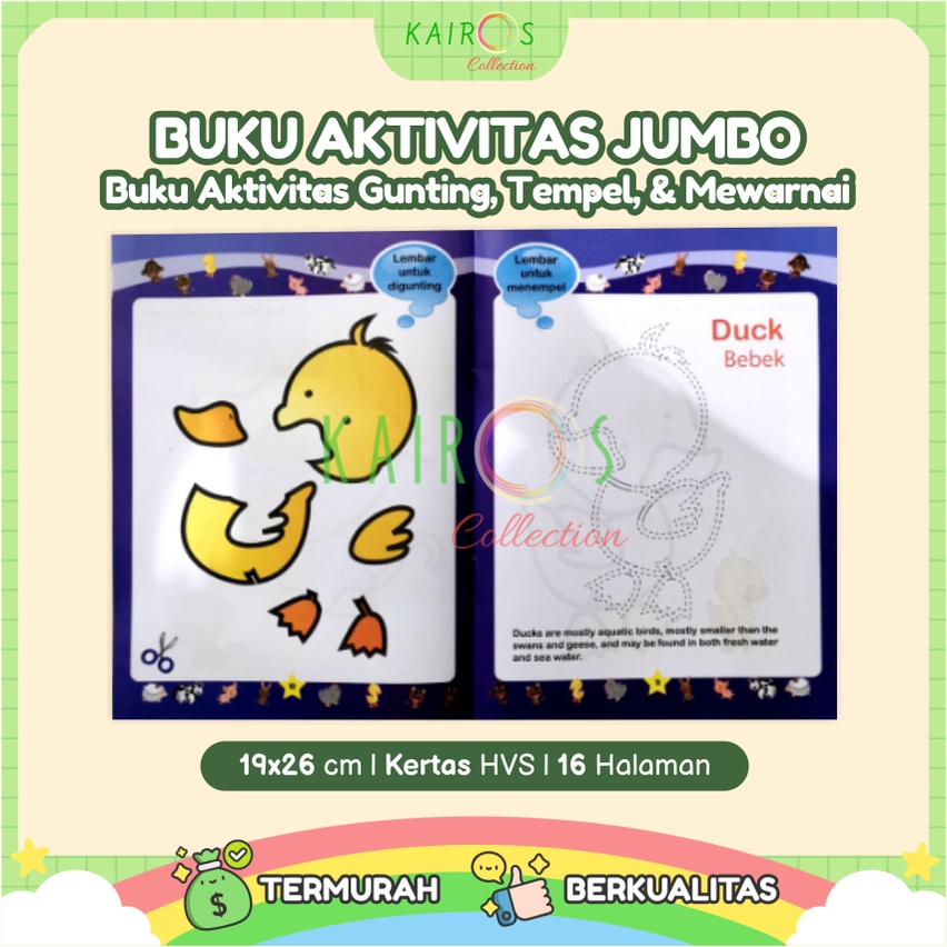 Buku Aktivitas Anak Jumbo - Gunting, Tempel dan Mewarnai (Activity Book) Buku Gunting Tempel Jumbo