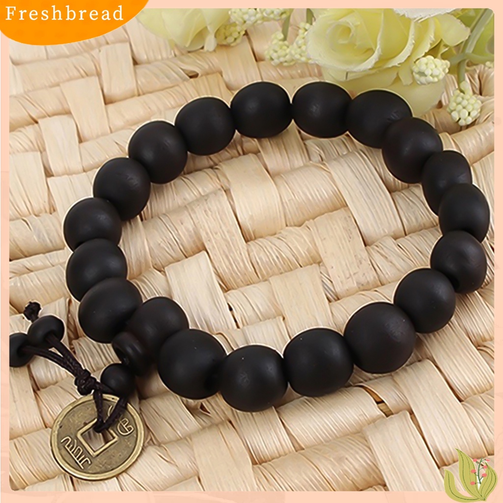 [TERLARIS]Bracelet Wooden Bead Vintage Jewelry Copper Coin Pendant Bangle for Unisex