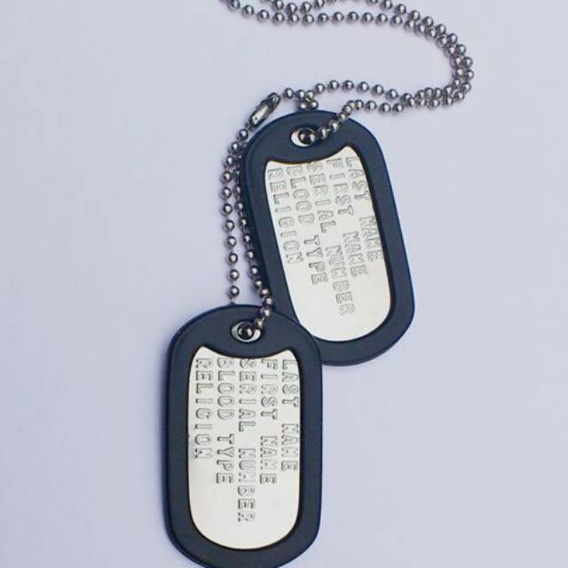 kalung Dog Tag besi putih anti karat selamanya