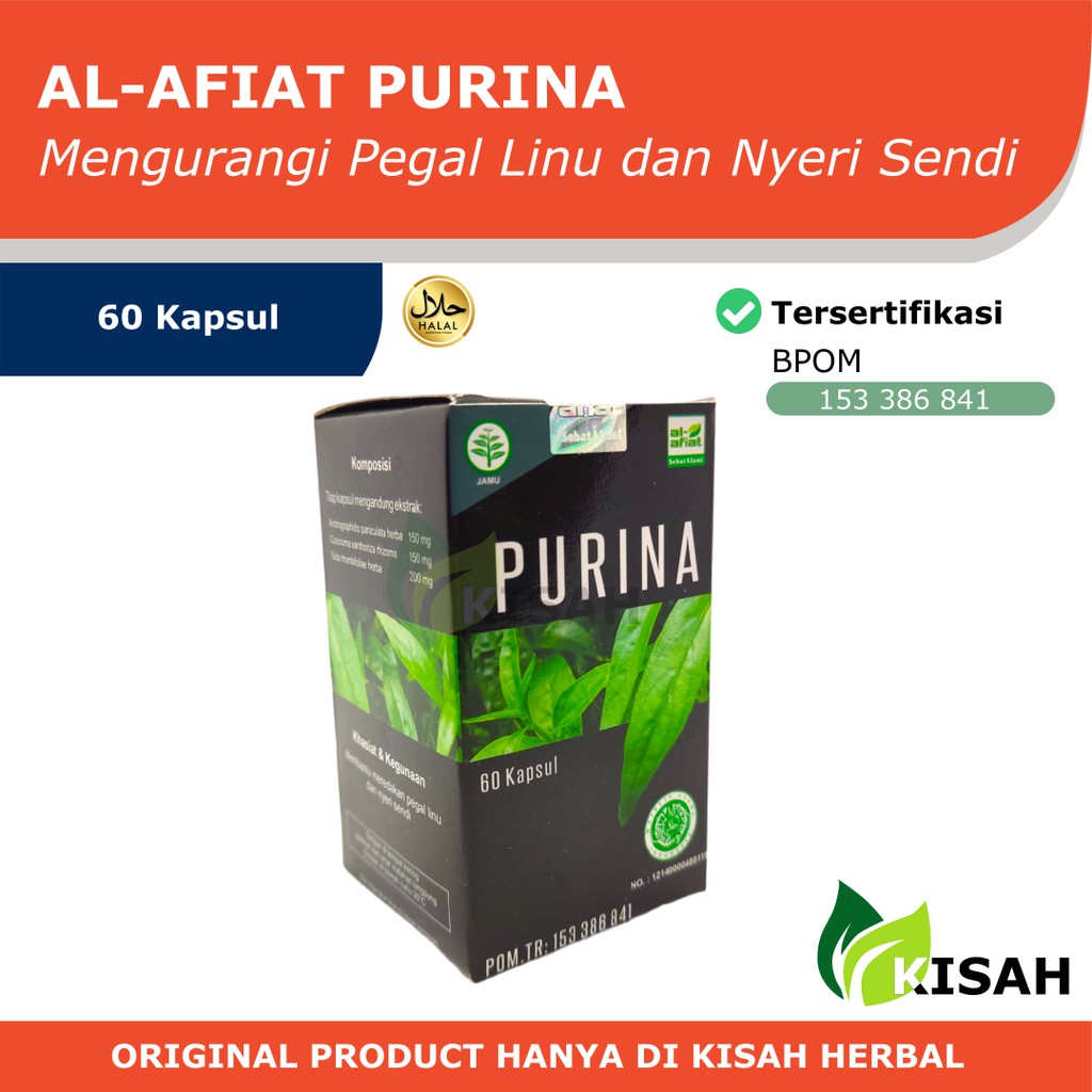 AL-AFIAT PURINA 60 Kapsul - Obat Asam Urat, Pegal Linu dan Reumatik (Nyeri Sendi) Aman dan Halal