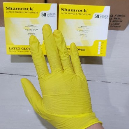 Handscoon SHAMROCK Yellow Ecer Sepasang Sarung Tangan Karet Lateks Latex Merek Merk Warna Warni Kuni