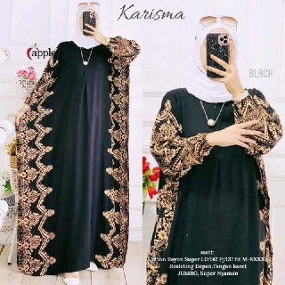 COD - Asmiranda Maxy Gamis Muslim Aurora Dress Shakila Aksen Renda Brukat Import Ld  110 Fit S - XL ( Free Bros ) Fashion Maxi Wanita Pesta Kondangan Modern Termurah Terlaris-KAFTAN KARISMA HITAM