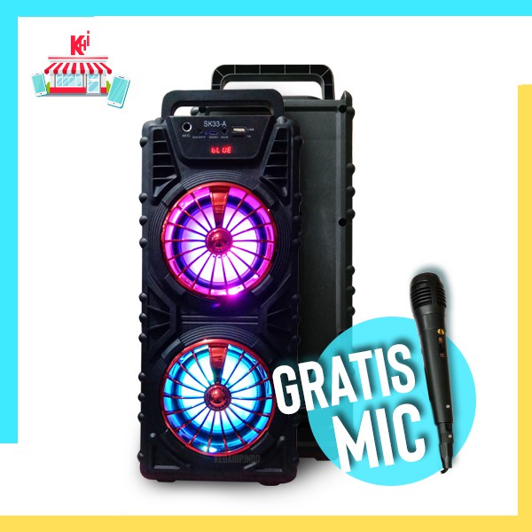 Speaker Bluetooth SK-33A Portbale Gratis Mikrofon Karaoke