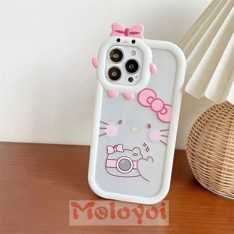 Soft Case Motif Kartun Hello Kitty 3D Untuk iPhone 7 8 14 Plus 13 11 12 14 Pro MAX 6 6S Plus XR X XS MAX SE