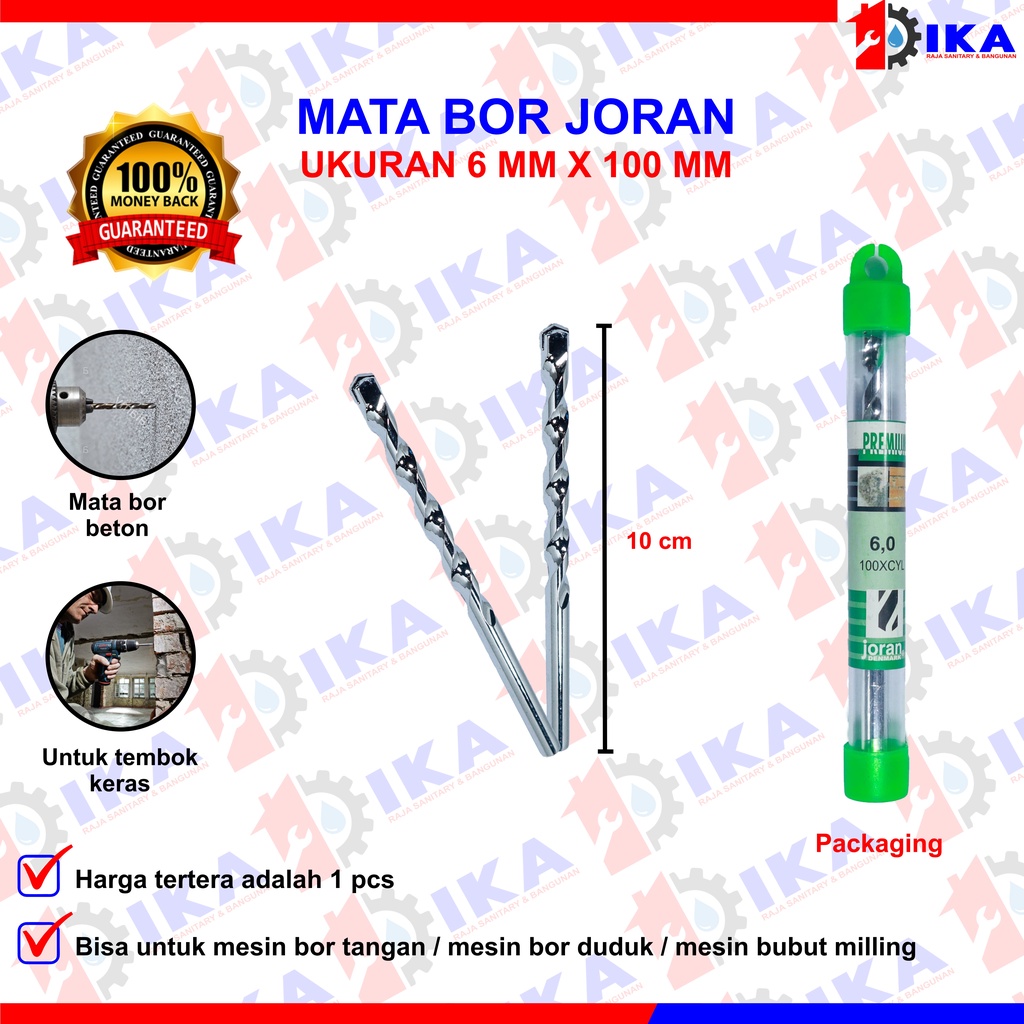 BOR BETON,  MATA BOR BETON JORAN SIZE 4 5 6 8 10 12 MM TEMBOK KUAT OBENG KUALITAS BAGUS TEBAL TAJAM Mata Bor Hole Saw Lubang Tembok Beton Hole Saw Hollow Core Hole Saw Pelubang Beton Tembok Pipa