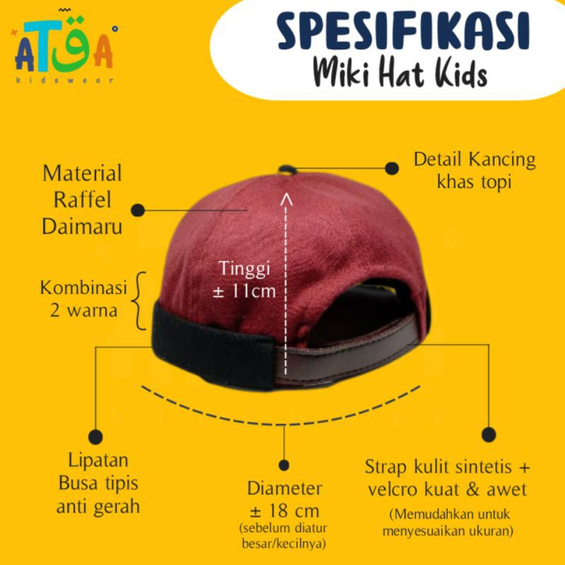 PECI TOPI ANAK/PECI MIKI HAT ANAK/PECI ANAK DUA WARNA