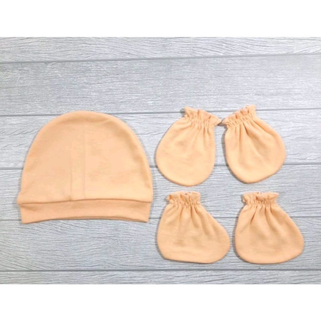 SALE PROMO VINATA SARUNG TANGAN TOPI SET BAYI WARNA POLOS TOPI BAYI MURAH