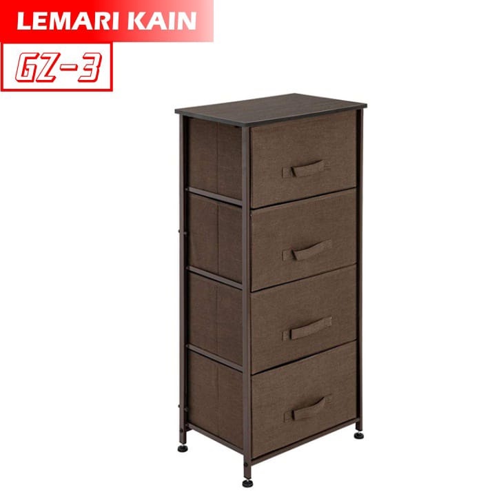 MILIKI SEGERA GZ-3 Lemari Kain Linen 4 Laci 4 Susun Lemari Sisi Ranjang Lemari Portable JUMBO AWET Rak serbaguna BISA COD