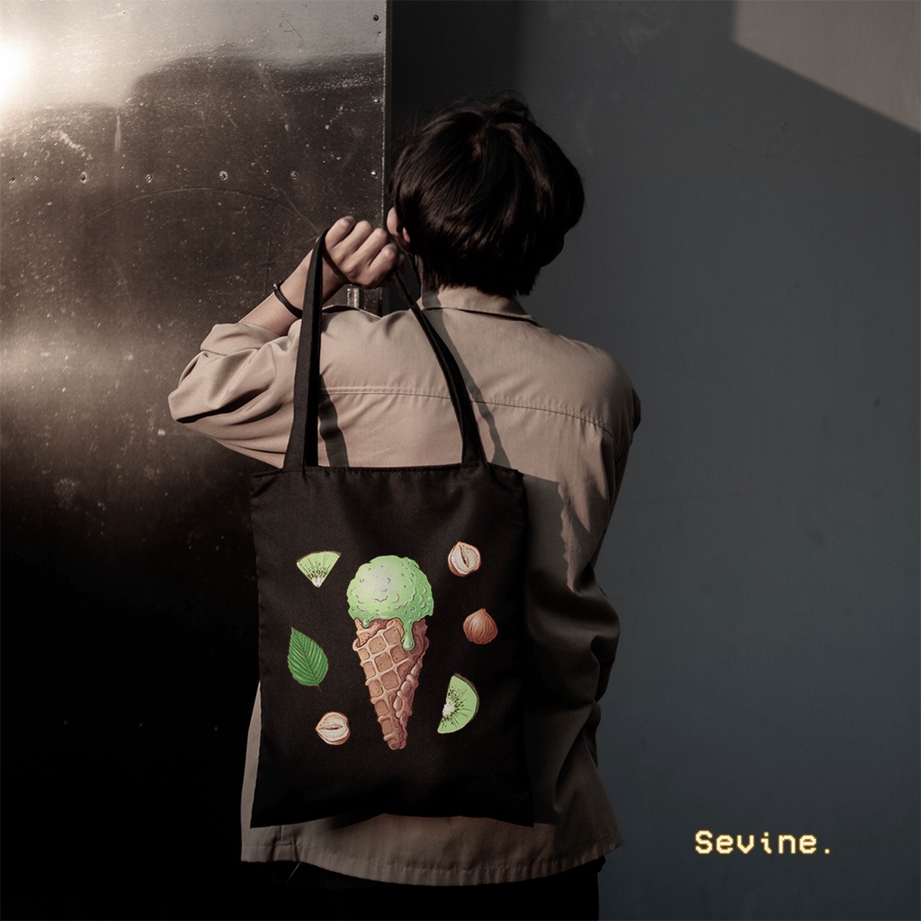 Sevine Totebag Tas Wanita Tote bag Resleting Girl Vintage Retro Colorful Black Series  - VTC3